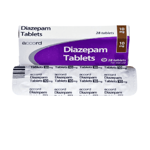Blister pack of Diazepam 10mg UK brand tablets for anxiety, muscle spasms, and sleep issues
