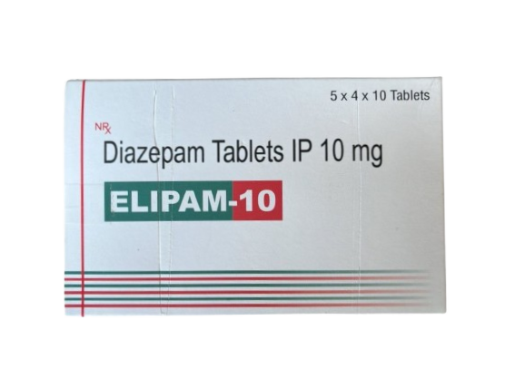 Blister pack of Diazepam 10mg Elikem tablets for anxiety, muscle spasms, and sleep issues