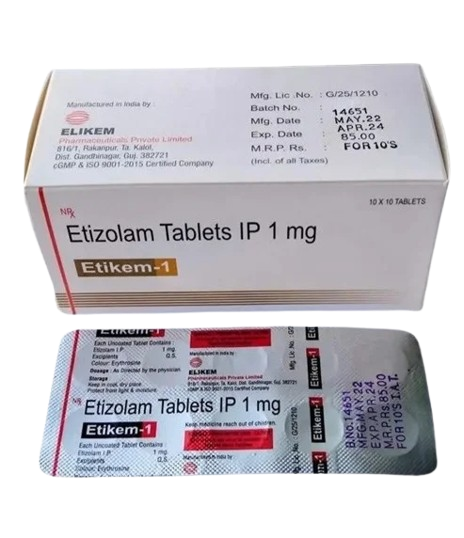 Blister pack of Etizolam 1mg tablets used for anxiety and panic disorder treatment