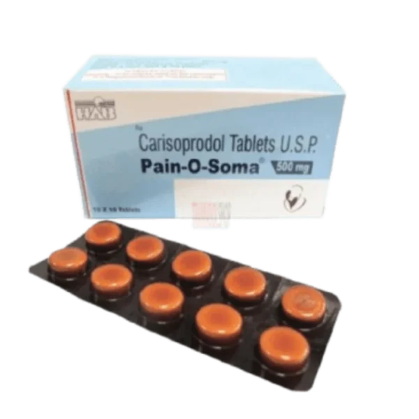 Blister pack of SOMA PAIN 30/500mg tablets, containing carisoprodol and paracetamol, used for relief of acute musculoskeletal pain.