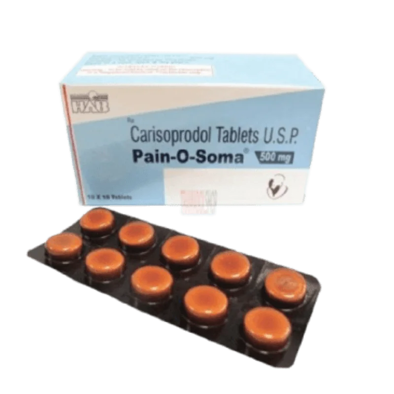 Blister pack of SOMA PAIN 30/500mg tablets, containing carisoprodol and paracetamol, used for relief of acute musculoskeletal pain.
