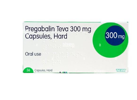 Pregabalin Dr. Reddy's 300mg Hard Capsules are size 0 hard gelatin capsules featuring an opaque red cap and opaque white body.