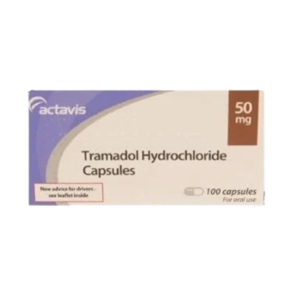 Blister pack of Tramadol 50mg capsules, an opioid analgesic used for managing moderate to moderately severe pain.